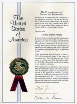 二氧化钛载体美国专利证书